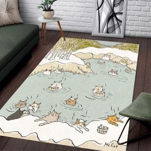 Cats With Onsen Rectangle Uu15874 Rug Carpet Area Rug For Living Room Bedroom Rug Home Decor
