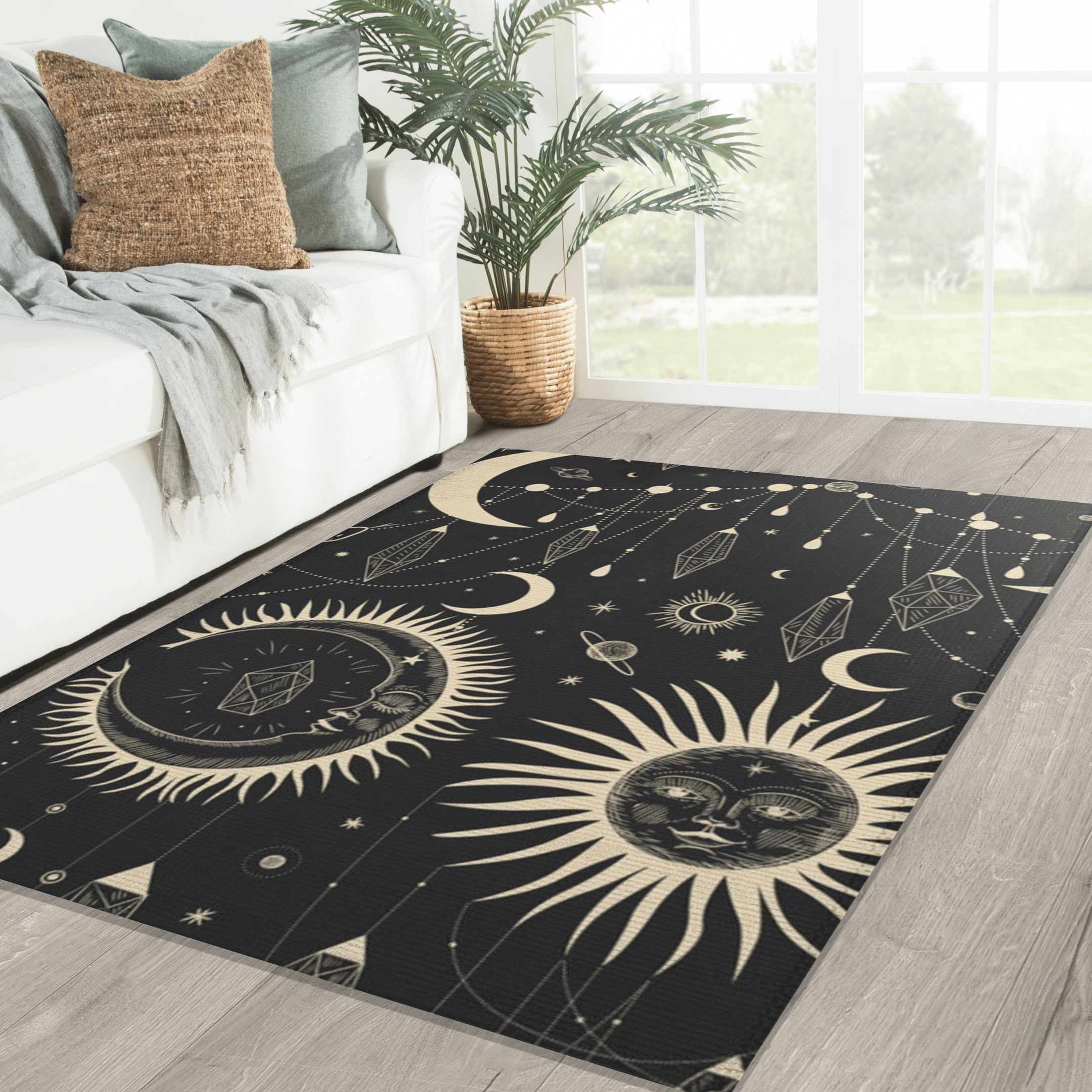 Celestial Gold Black Moon Stars Sun Area Rug Spiritual Witchy Witch Goth Gothic Pagan Wiccan Wicca Astrology Zodiac Witchcraft Living Rug Home Decor Celestial Gold Black Moon Stars Sun Area Rug Spiritual Witchy Witch Goth Gothic Pagan Wiccan Wicca Astrology Zodiac Witchcraft Living Rug Home Decor