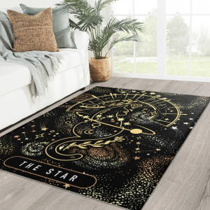Celestial Tarot Card Area Rug The Star Tarot Card Area Rug Starry Golden Witchy Black Cat Area Rug