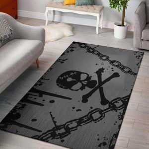Chained Crossbones Premium Skull Area Rug Carpet Area Rug For Living Room Bedroom Rug Home Decor