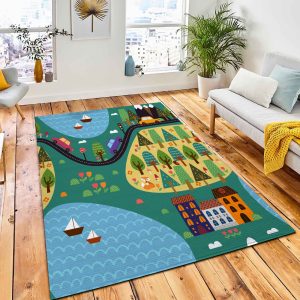 Childish Seamless Pattern Cityscape Landscape Carpet Rug City Rug Home Decor