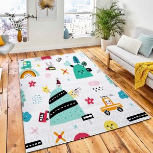 Childish Seamless Pattern Hills Forest Area Rug Carpet Kid Play Rug Room Decor