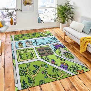 Childrens Drawing City Map Pattern Rug Carpet City Rug Room Decor