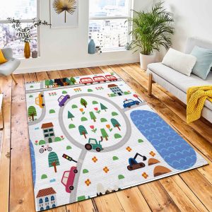 Childrens Seamless Pattern Road Map Carpet Rug Kid Play Rug Home Decor