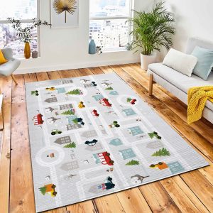 Christmas Illustration Map Winter City Rug Carpet City Rug Room Decor