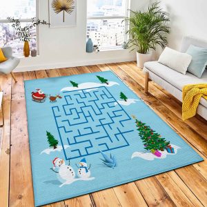 Christmas Maze Kids Labyrinth Cartoon Carpet Rug Kid Play Rug Home Decor