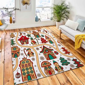 Christmas Seamless Pattern Houses Roads Area Rug Carpet Kid Play Rug Room Decor