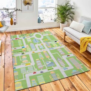 City Seamless Pattern Modern Metropolis Area Rug Carpet Nursery Rug Room Decor
