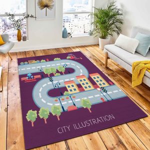 City Street Flat Design Schema Rug Kids Rug Room Decor