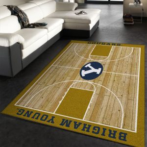 College Home Court Brigham Young Basketball Team Logo Area Rug Living Room Rug Christmas Gift Decor