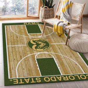 College Home Court Colorado State Basketball Team Logo Area Rug Living Room Rug Family Gift Us Decor