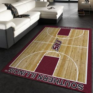 College Home Court Southern Illinois Basketball Team Logo Area Rug Living Room Rug Family Gift Decor