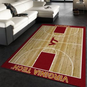 College Home Court Virginia Tech Basketball Team Logo Area Rug Living Room Rug Christmas Gift Decor