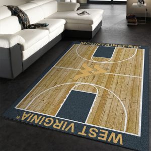 College Home Court West Virginia Basketball Team Logo Area Rug Living Room Rug Home Decor Floor Decor