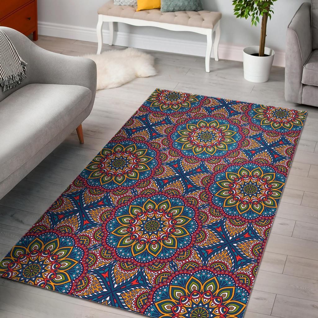 Colorful Bohemian Mandala Pattern Area Rug Bohemian Rug Floor Decor Colorful Bohemian Mandala Pattern Area Rug Bohemian Rug Floor Decor