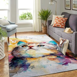 Colorful Curiosity Cat Area Rugs Living Room Carpet Christmas Gift Floor Decor The Us Decor