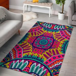 Colorful Mandala Bohemian Pattern Area Rug Bohemian Rug Floor Decor