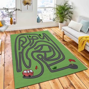Complicated Maze Labyrinth Game Red Rug Nursery Rug Home Decor