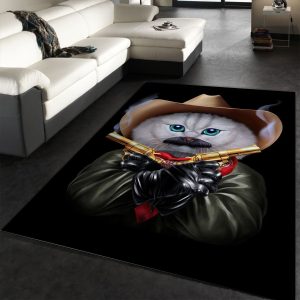 Cowboy Cat With Mustache Area Rug Living Room Rug Family Gift Decor Area Rug For Living Room Bedroom Rug Home Decor