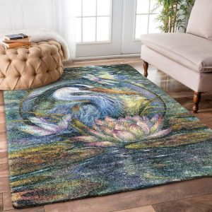 Crane Bird Lotus Dv0910034R Rug Carpet Area Rug For Living Room Bedroom Rug Home Decor