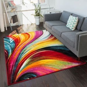 Curved Multi Colored Clp0810028Tm Rug Carpet Area Rug For Living Room Bedroom Rug Home Decor