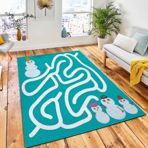 Cute Cartoon Funny Snowman On Rug Carpet Nursery Rug Home Decor