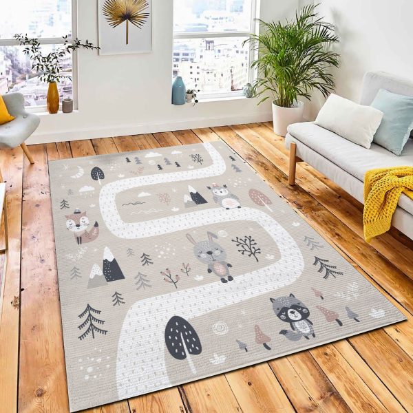 Cute Hand Drawn Background Scandinavian Rug Carpet Kid Play Rug Home Decor