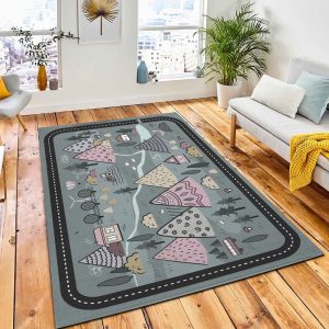 Cute Hand Drawn Scandinavian Vector Area Rug Carpet Kids Rug Room Decor