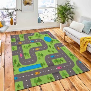 Cute Road Map Countryside Pattern Carpet Rug City Rug Room Decor