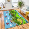 Cute Seamless Pattern Houses Sea Area Rug Carpet City Rug Home Decor
