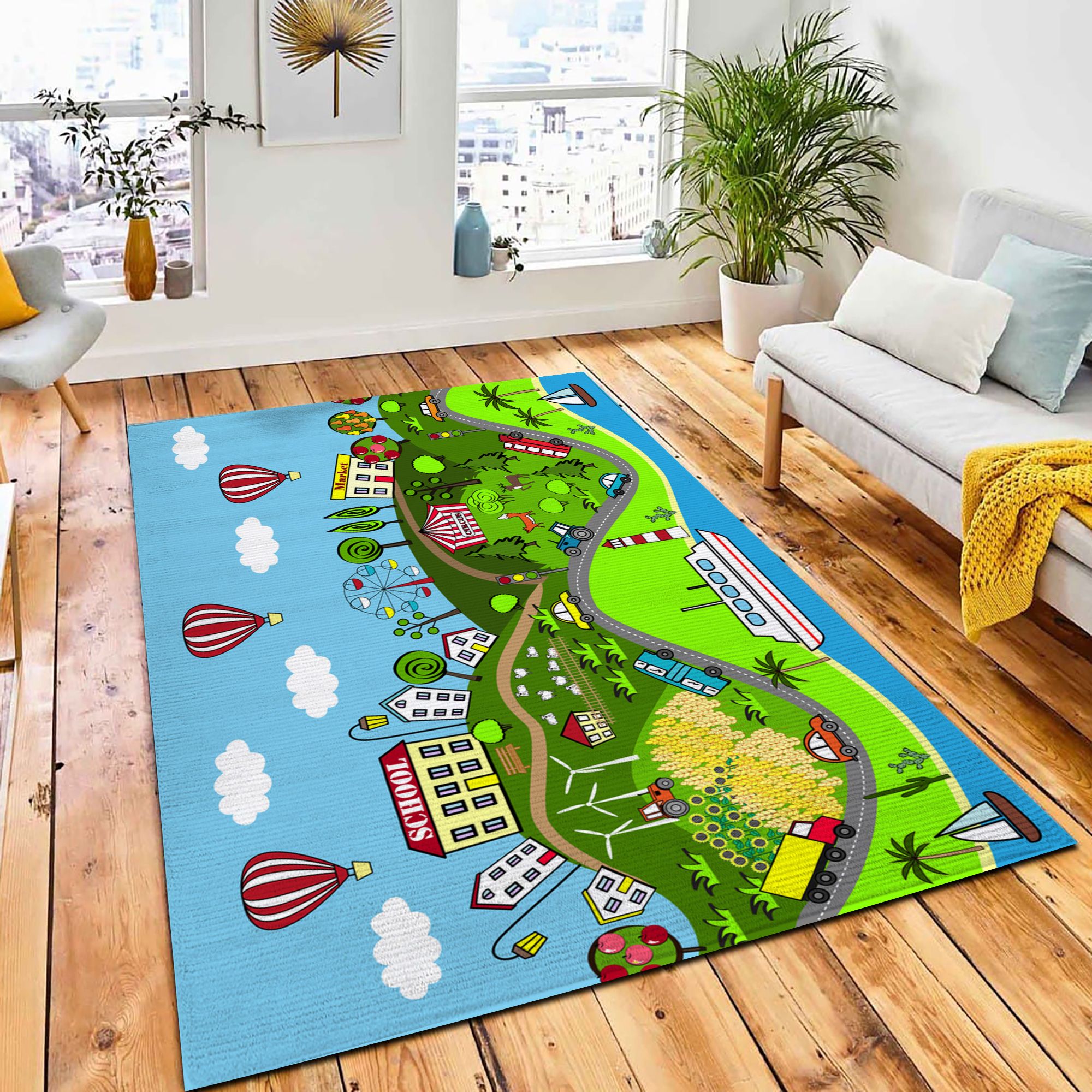 Cute Seamless Pattern Houses Sea Area Rug Carpet City Rug Home Decor Cute Seamless Pattern Houses Sea Area Rug Carpet City Rug Home Decor