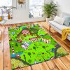 Cute Seamless Pattern Houses Sea Rug City Rug Room Decor