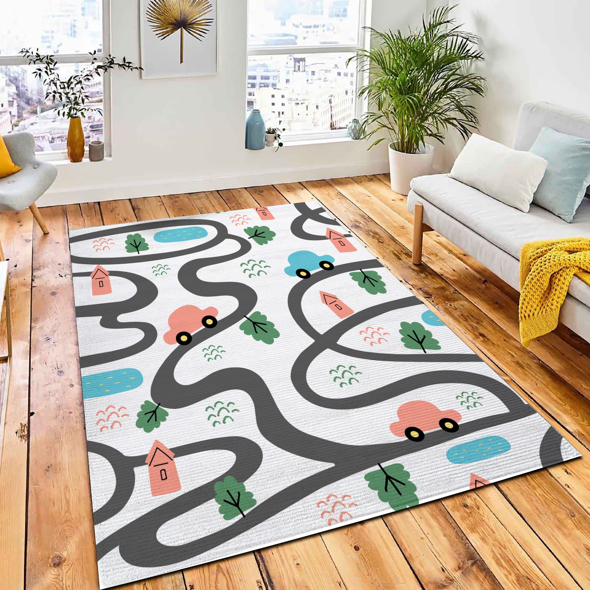 Cute Seamless Pattern Road Cars Area Carpet Rug City Rug Room Decor Cute Seamless Pattern Road Cars Area Carpet Rug City Rug Room Decor