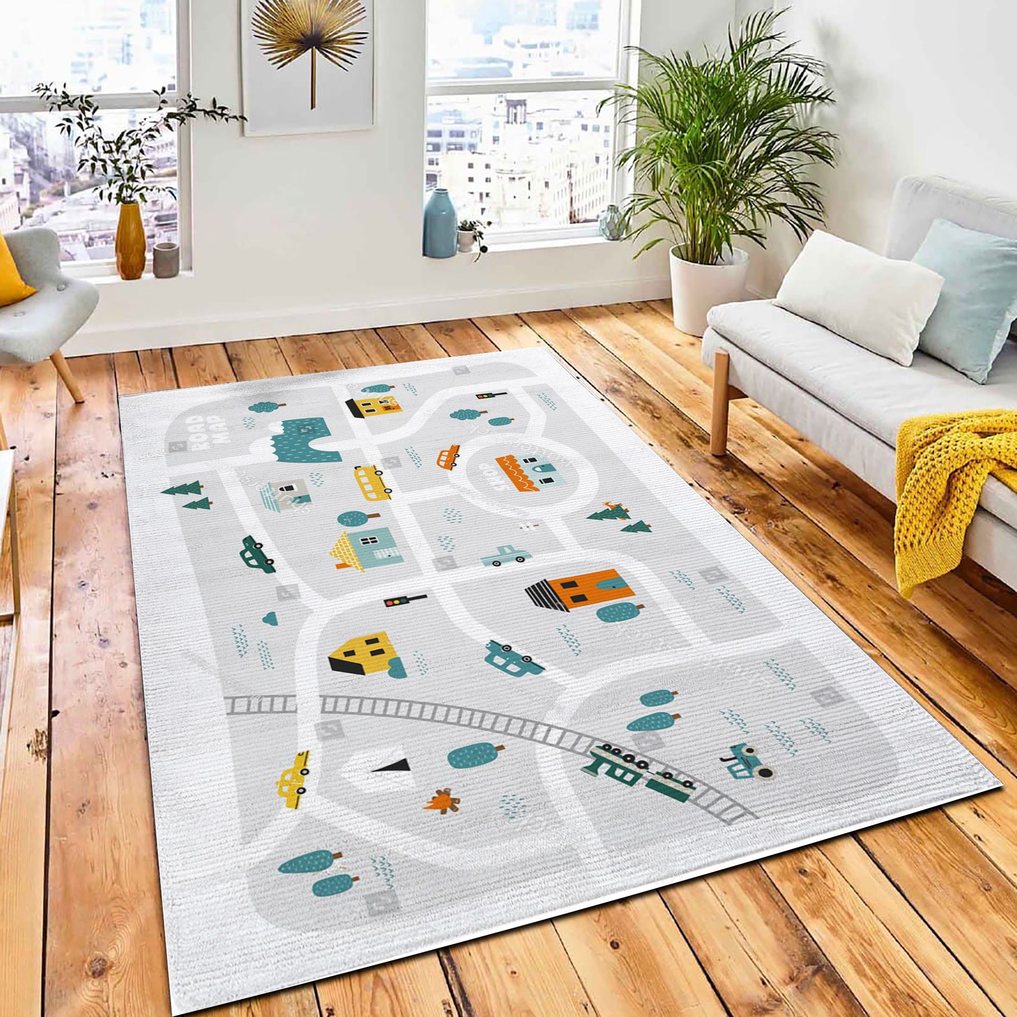 Cute Town Map Kids Room Rug Carpet Nursery Rug Home Decor Cute Town Map Kids Room Rug Carpet Nursery Rug Home Decor
