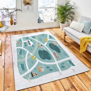 Cute Town Map Kids Room Rug Kid Play Rug Room Decor
