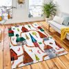 Cute Watercolor Pattern Summer Town Area Rug Nursery Rug Room Decor