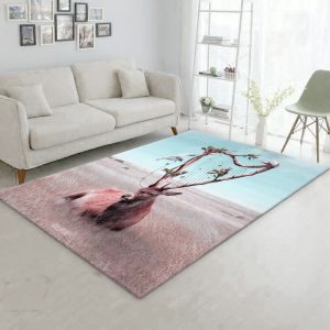 Deer Area Rug For Christmas Living Room Rug Family Gift Decor Area Rug For Living Room Bedroom Rug Home Decor