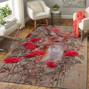 Deer & Flower Area Rug 1910163 Tg82975 Rug Carpet Area Rug For Living Room Bedroom Rug Home Decor