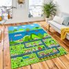 Detailed Cartoon Map City Mountains Carpet Rug Kids Rug Home Decor