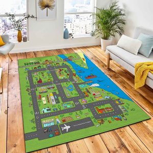 Doodle City Map Isolated Rug Carpet Kids Rug Home Decor