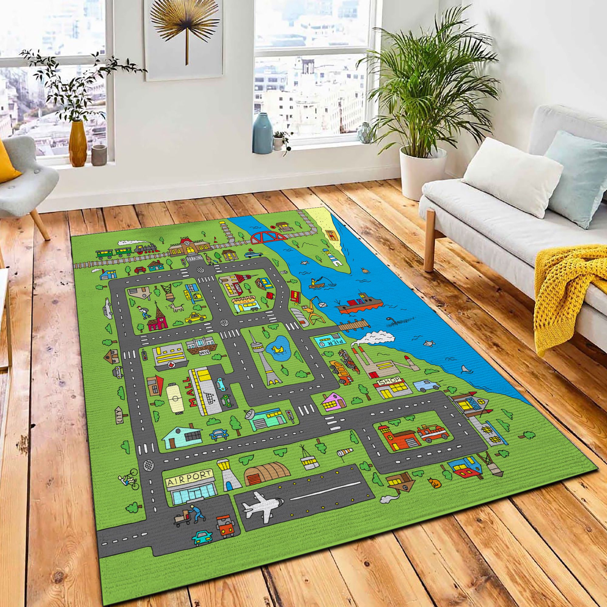 Doodle City Map Isolated Rug Carpet Kids Rug Home Decor Doodle City Map Isolated Rug Carpet Kids Rug Home Decor