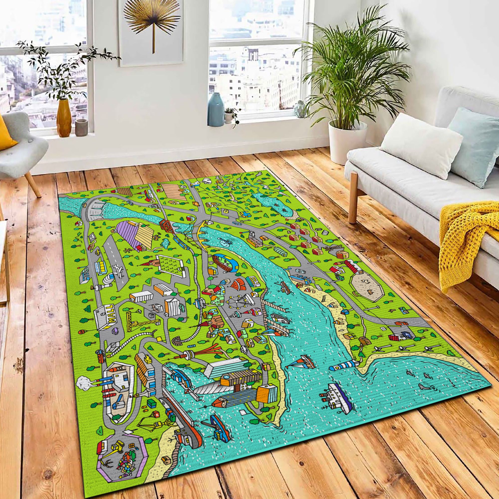 Doodle Town Map Drawn By Area Rug Nursery Rug Room Decor Doodle Town Map Drawn By Area Rug Nursery Rug Room Decor