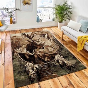 Dream Catcher Moose Area Rug Rustic Cabin & Lodge Area Rug Home Decor Rug