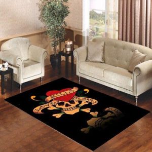 Ed Hardy Love Kills Slowly Black Living Room Carpet Rugs Area Rug For Living Room Bedroom Rug Home Decor