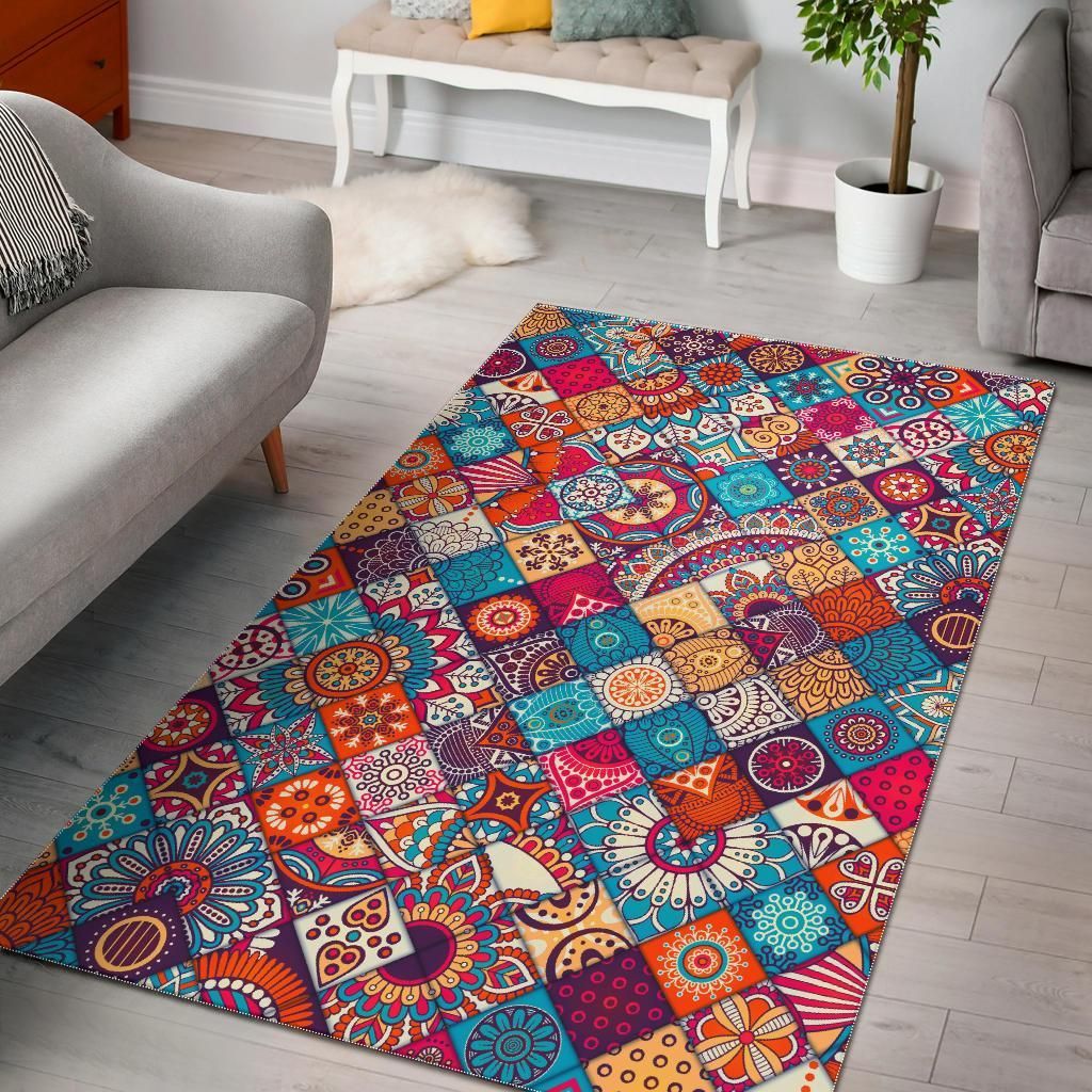 Ethnic Bohemian Mandala Pattern Area Rug Bohemian Rug Rug Love Decor Ethnic Bohemian Mandala Pattern Area Rug Bohemian Rug Rug Love Decor