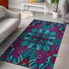 Ethnic Teal Bohemian Pattern Area Rug Bohemian Rug Rug Love Decor