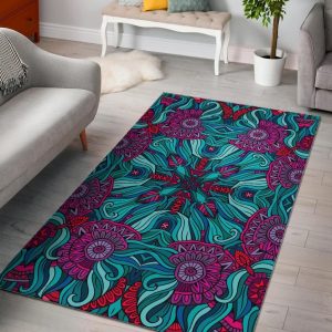 Ethnic Teal Bohemian Pattern Area Rug Bohemian Rug Rug Love Decor