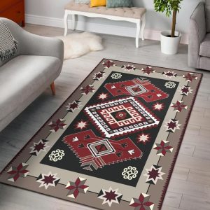 Ethnic Tribal Red Brown Pattern Native American Area Rug Carpet Area Rug For Living Room Bedroom Rug Home Decor