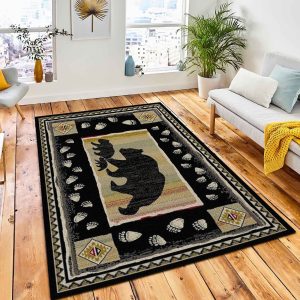Family Stroll Bears Area Rug Rustic Cabin & Lodge Area Rug Room Decor Rug