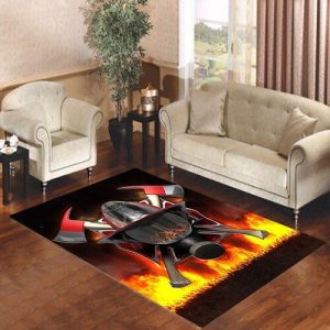 Firefighter Logo Red Flames Living Room Carpet Rugs Area Rug For Living Room Bedroom Rug Home Decor
